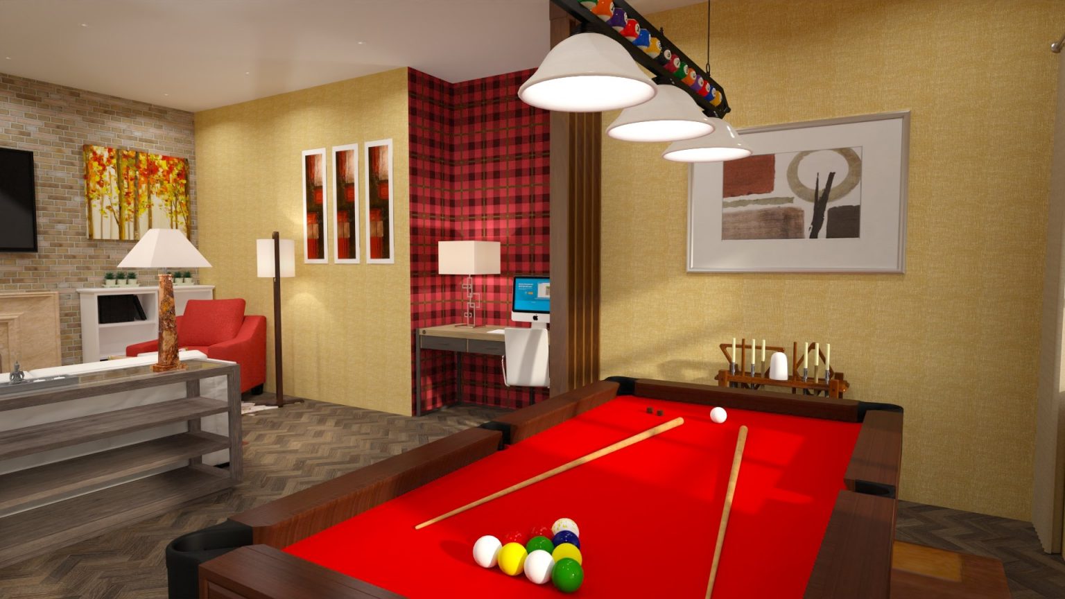 billiards game room floor plan